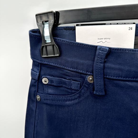 7 FOR ALL MANKIND NWT High Waist Super Skinny Ankle in Coated Ink // 00 - Picture 7 of 12